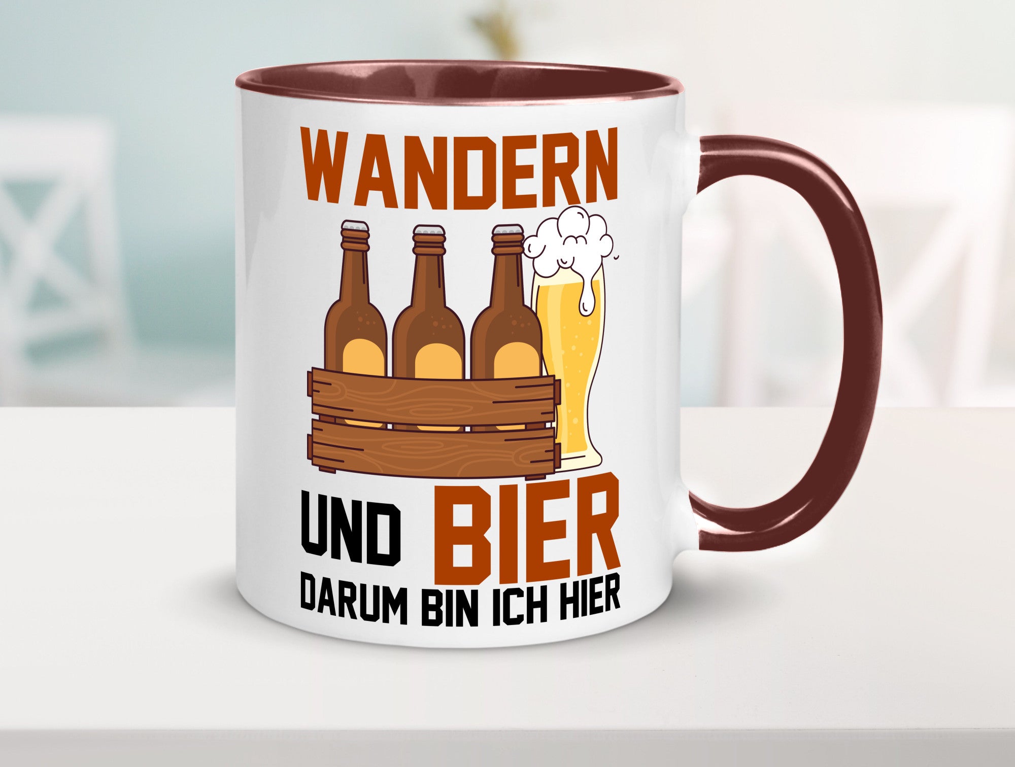 Wandern und Bier darum bin ich hier | Bierkasten lustiger Spruch Geschenk Humor