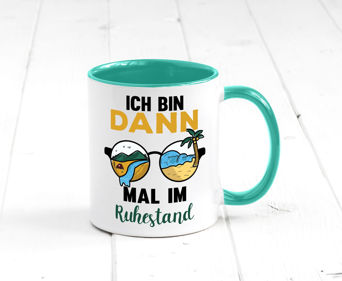 Bin dann mal im Ruhestand | Sonnenbrille Palme Meer lustig Jubiläum Geschenk Tasse