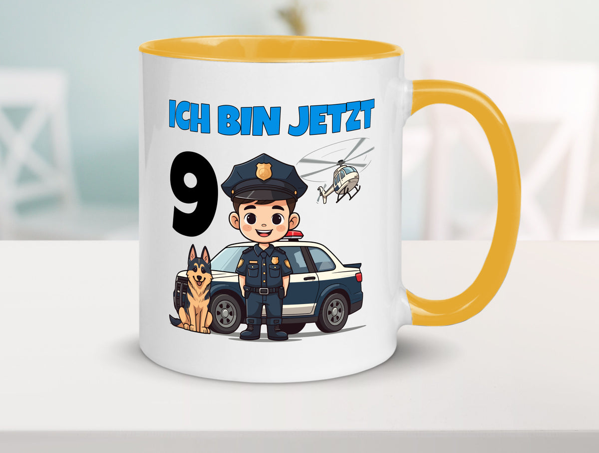 9. Geburtstag | 9 Jahre Polizei Kind Polizeiauto lustig Geschenkidee Geschenk Tasse