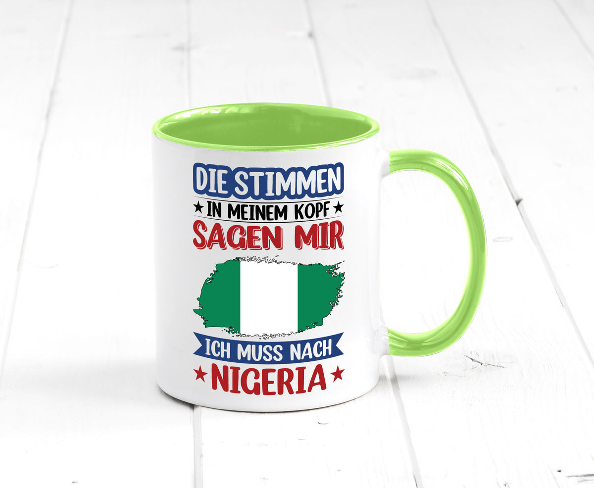 Nigeria | Urlaub Stimmen in meinem Kopf Traumland Geschenk Humor Geschenkidee Tasse