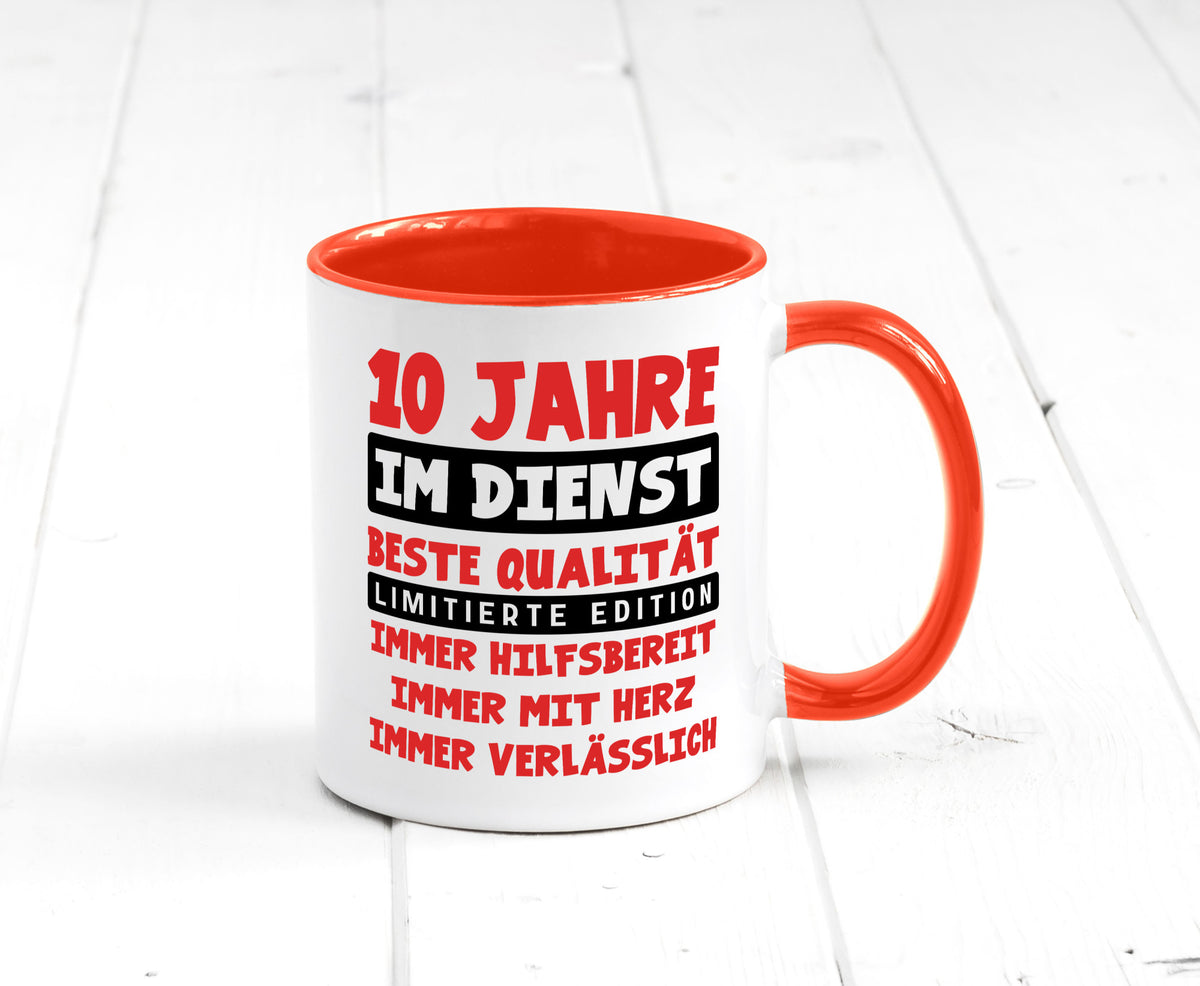 10 Jahre im Dienst | Jubiläum Arbeit v9 lustig Kollegen Büro Geschenk Tasse