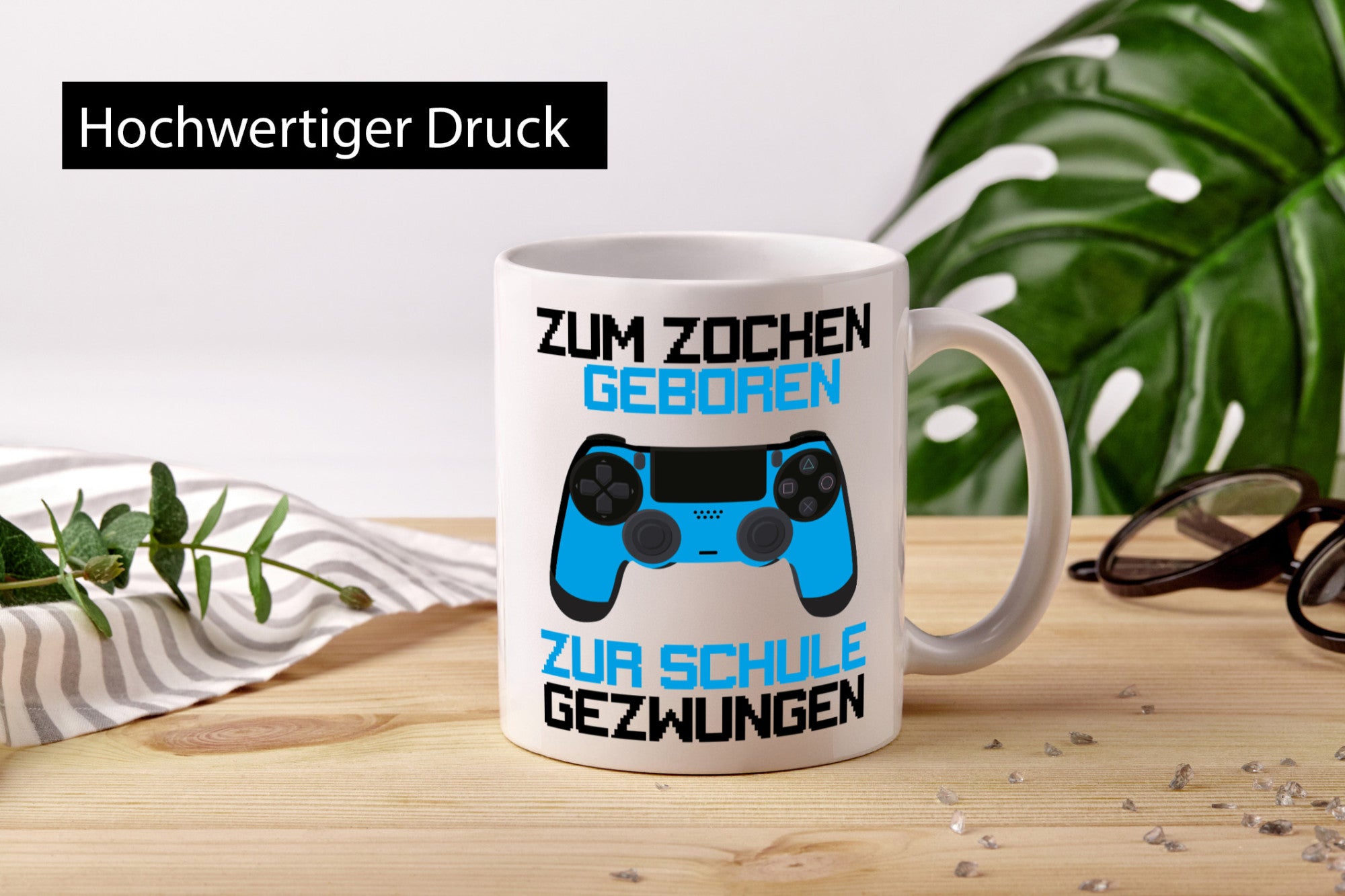 Zum zocken geboren zur Schule gezwungen lustiger Spruch Geschenk Humor