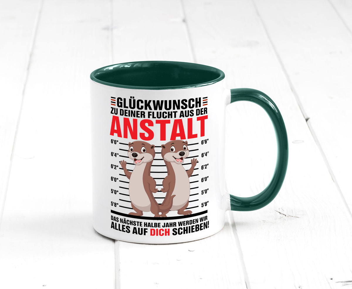 Glückwunch zur Flucht | Jobwechsel Arbeitskollegen Geschenk Arbeit Kollegen Tasse