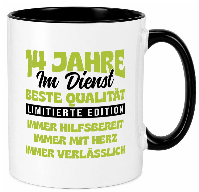 14 Jahre im Dienst | Jubiläum Arbeit v4 Geschenkidee Kollegen Büro Humor Tasse