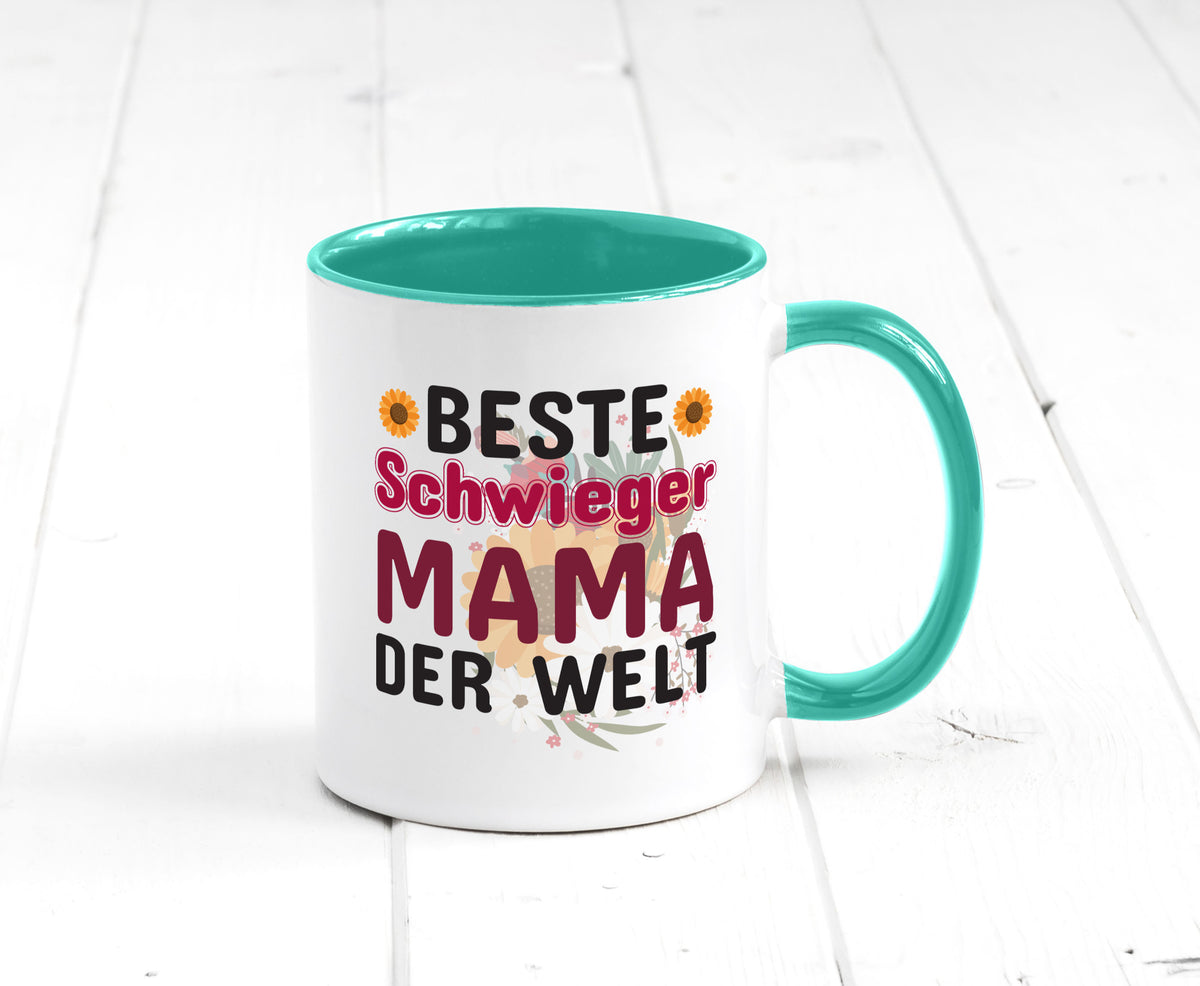 Beste Schwiegermama | Schwiegermutter Tasse Blumen Humor Familie Geschenkidee