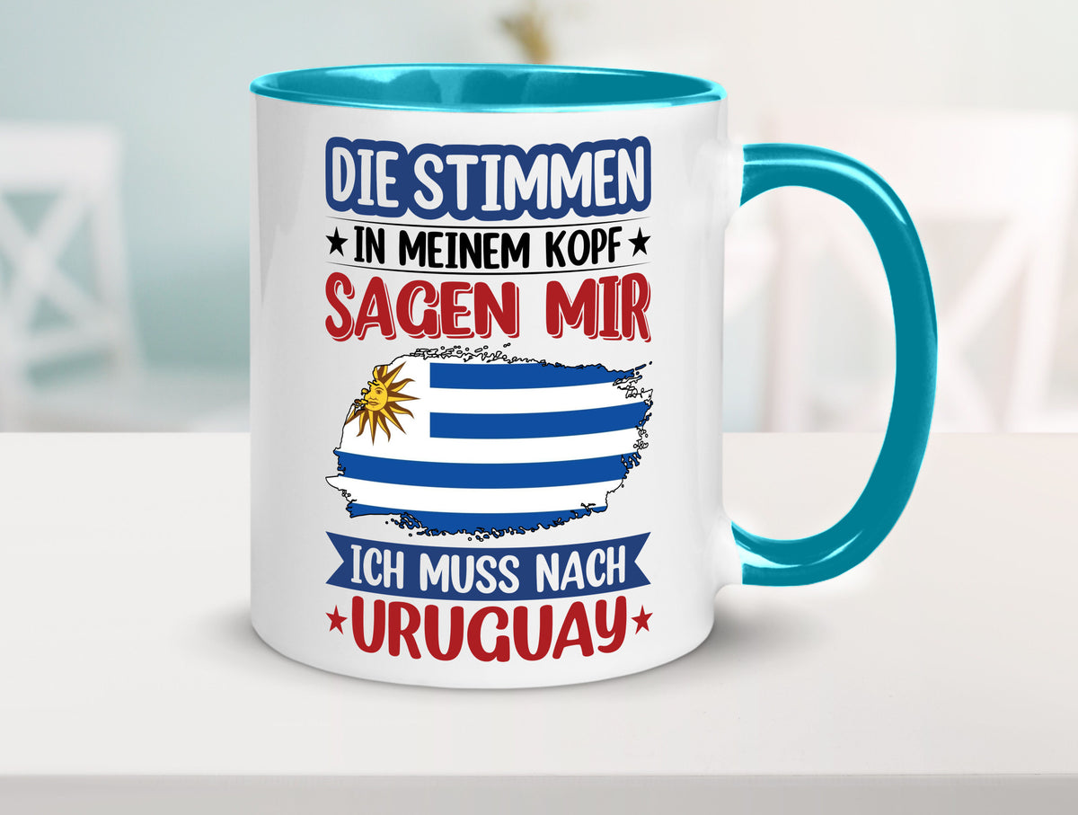 Uruguay | Urlaub Stimmen in meinem Kopf Traumland Geschenk Humor Geschenkidee Tasse