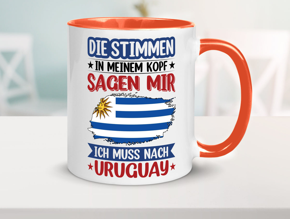 Uruguay | Urlaub Stimmen in meinem Kopf Traumland Geschenk Humor Geschenkidee Tasse