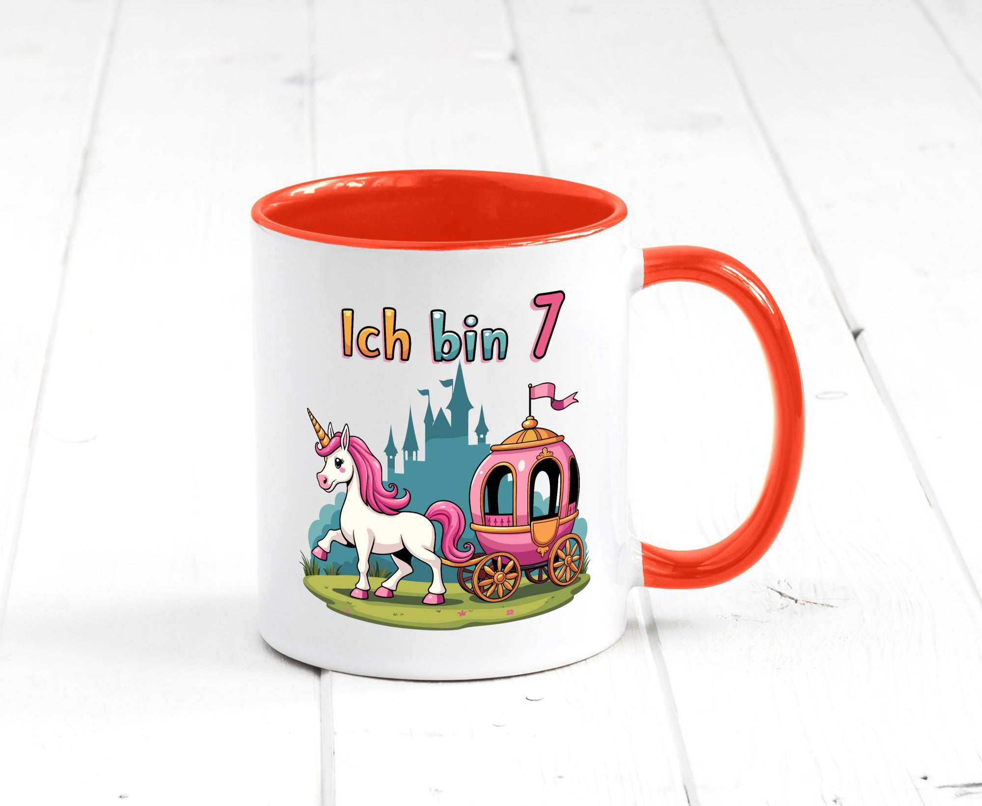 7. Geburtstag | Prinzessin in Kutsche Einhorn lustiger Spruch Geschenk