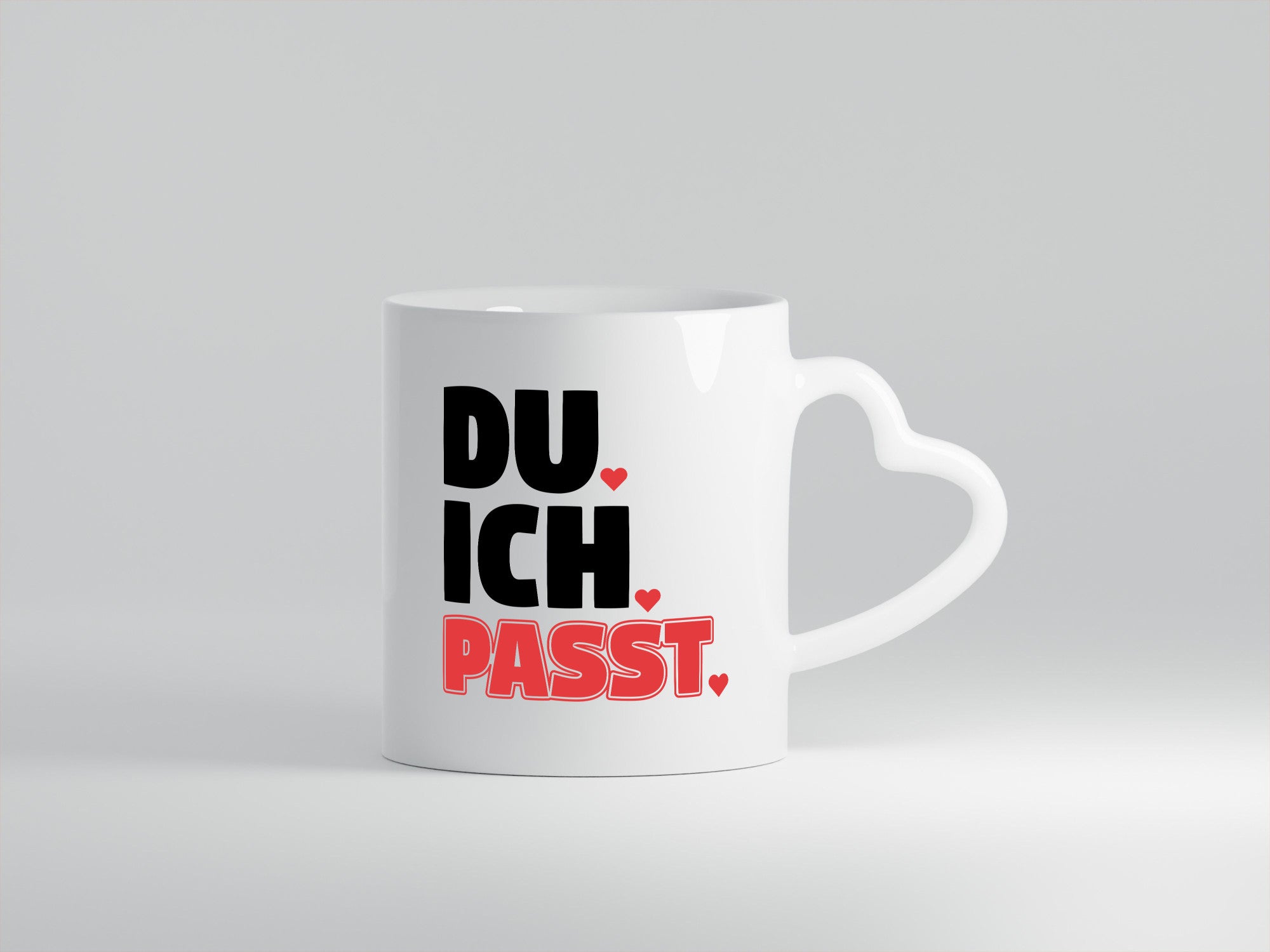Ich. Du. Passt. | Pärchen Tasse Herzen Liebe Spruch lustig Humor Geschenkidee