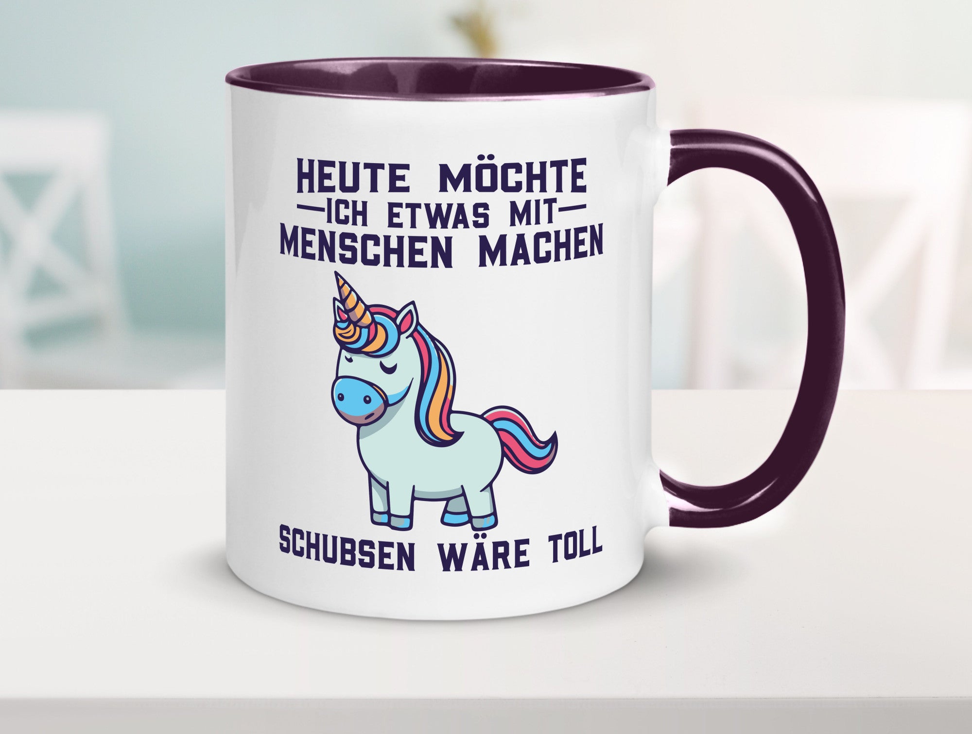 Heute möchte ich Menschen schubsen | Einhorn v2 Geschenk Humor Geschenkidee