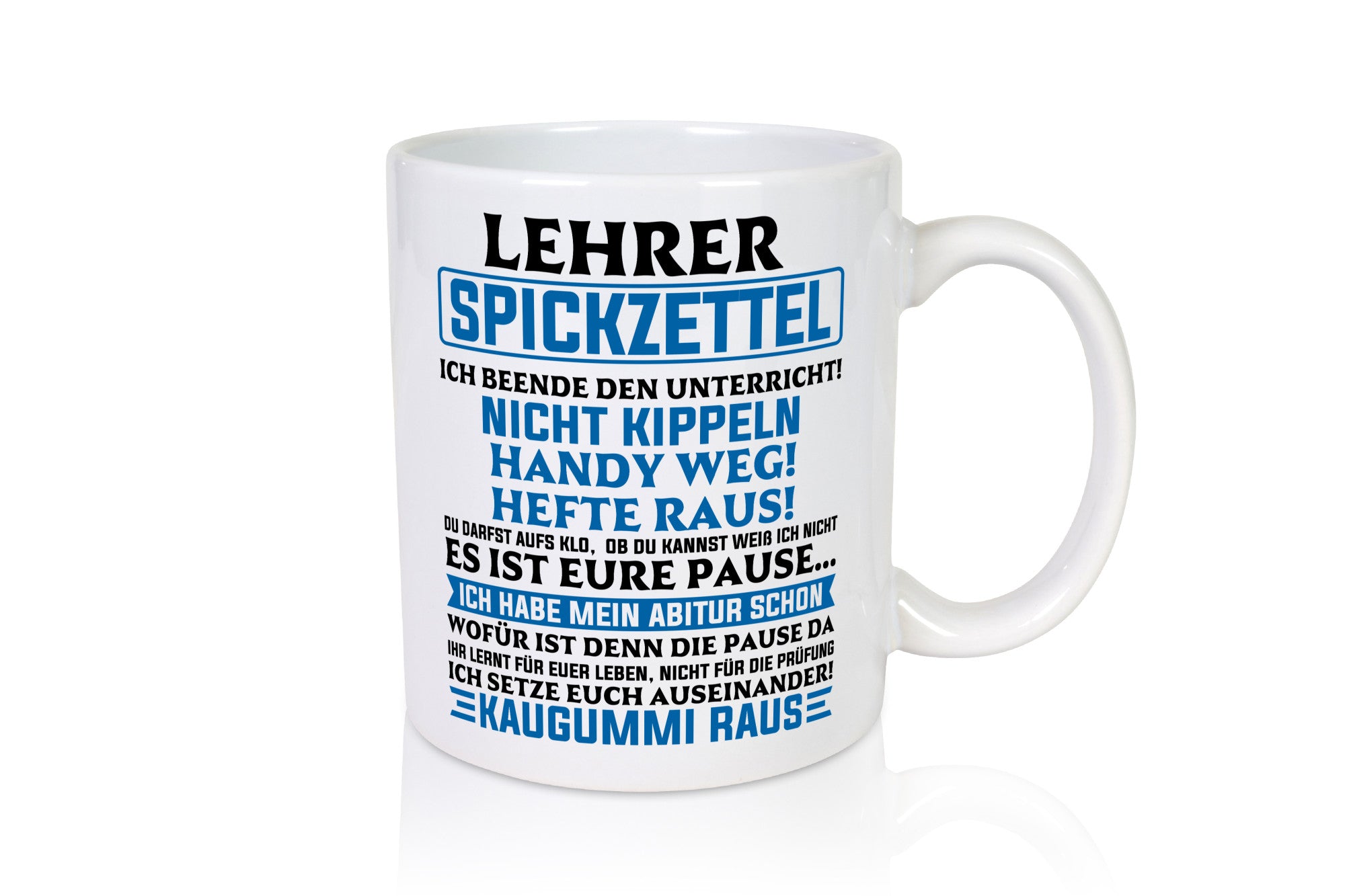 Lehrer Spickzettel | Beruf Tasse lustiger Spruch vl10 Geschenkidee Arbeit