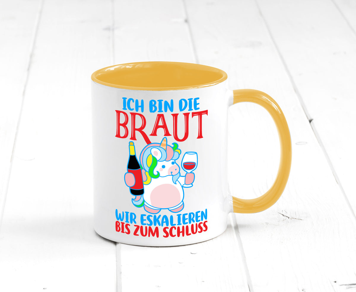 Junggesellinnenabschied | JGA Braut Einhorn Eskalation v2 lustig Humor Tasse