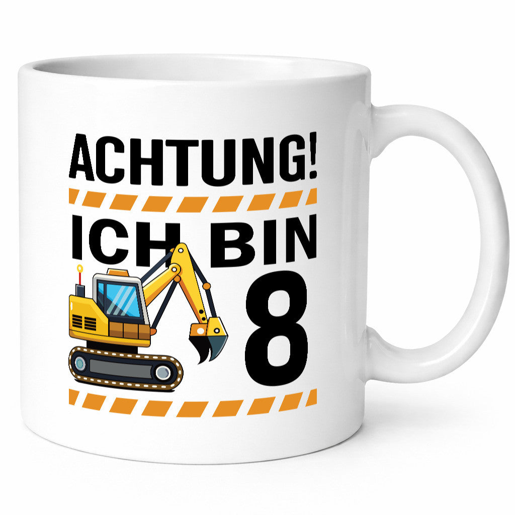 8 Geburtstag Ich bin | Bagger Junge Geschenk Geschenkidee lustiger Spruch Tasse
