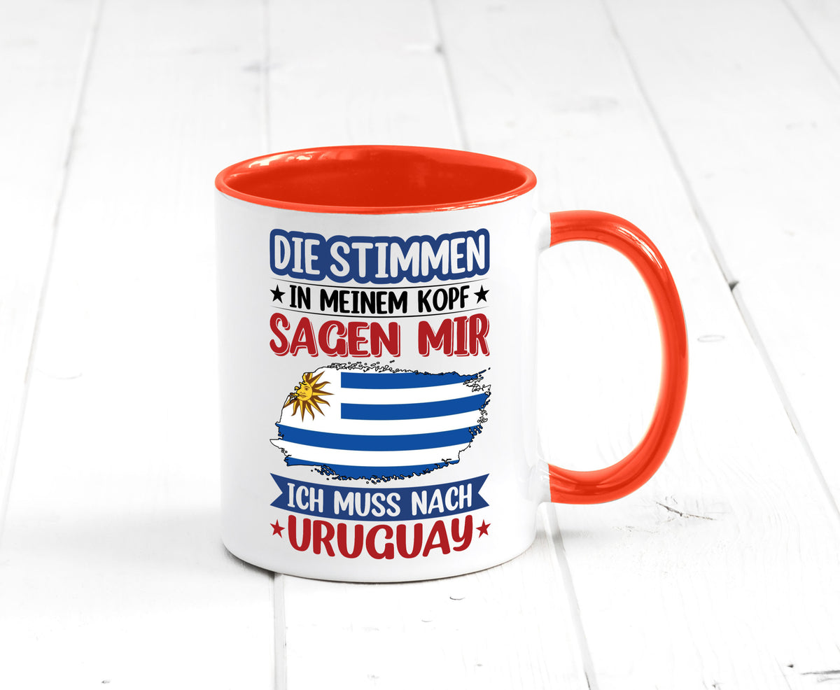 Uruguay | Urlaub Stimmen in meinem Kopf Traumland Geschenk Humor Geschenkidee Tasse