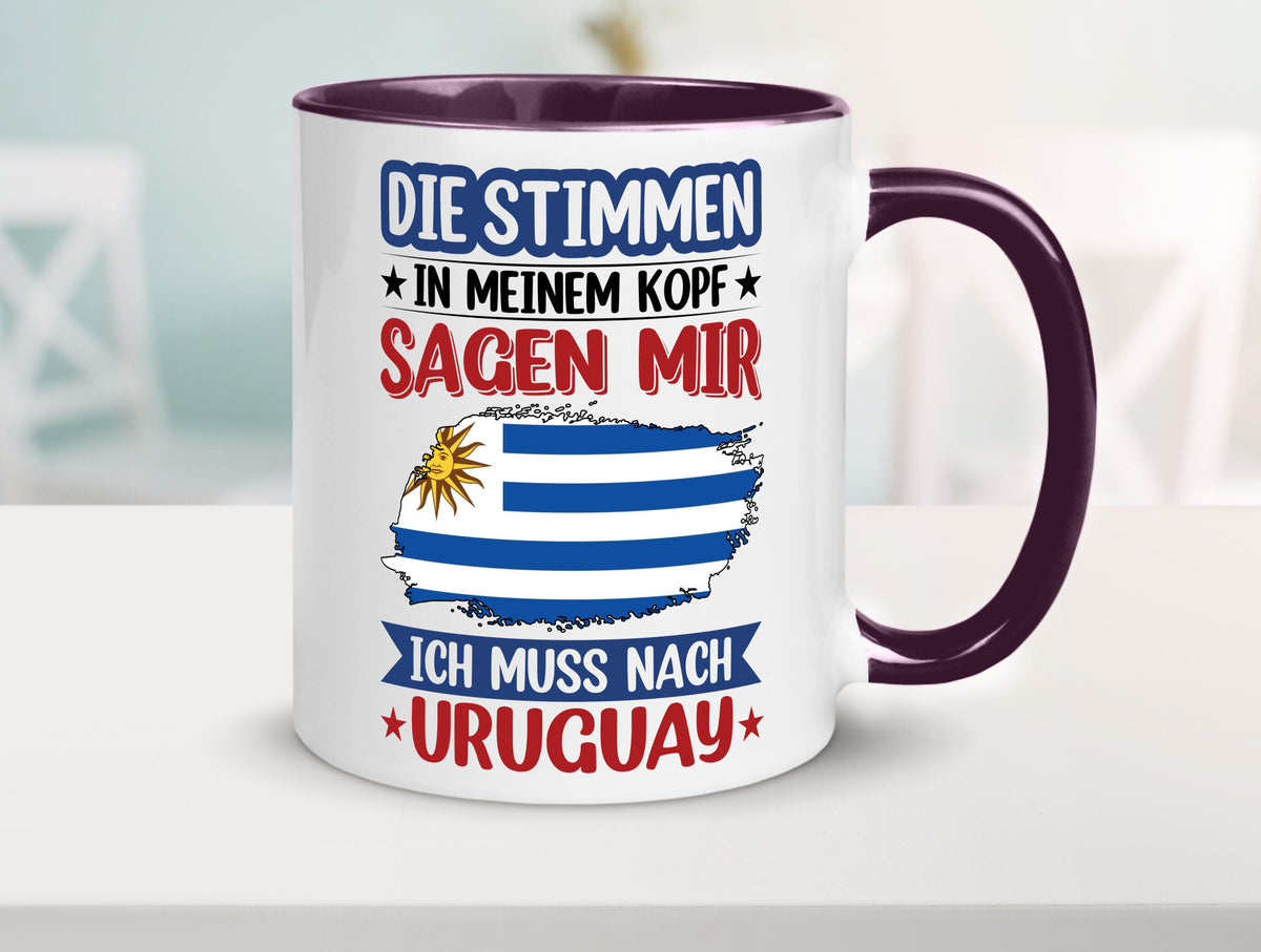 Uruguay | Urlaub Stimmen in meinem Kopf Traumland Geschenk Humor Geschenkidee Tasse