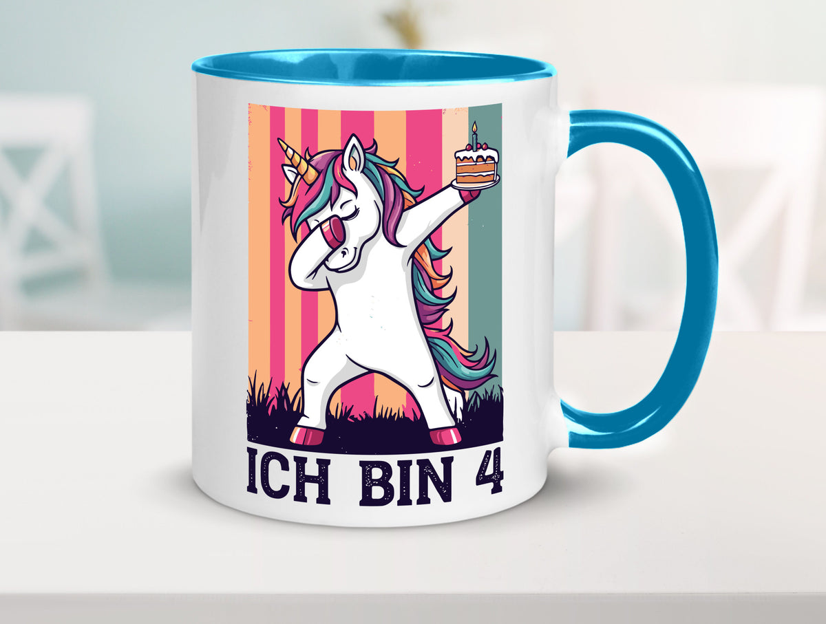 4 Geburtstag | Einhorn Damping Mädchen lustig Geschenkidee Geschenk Tasse
