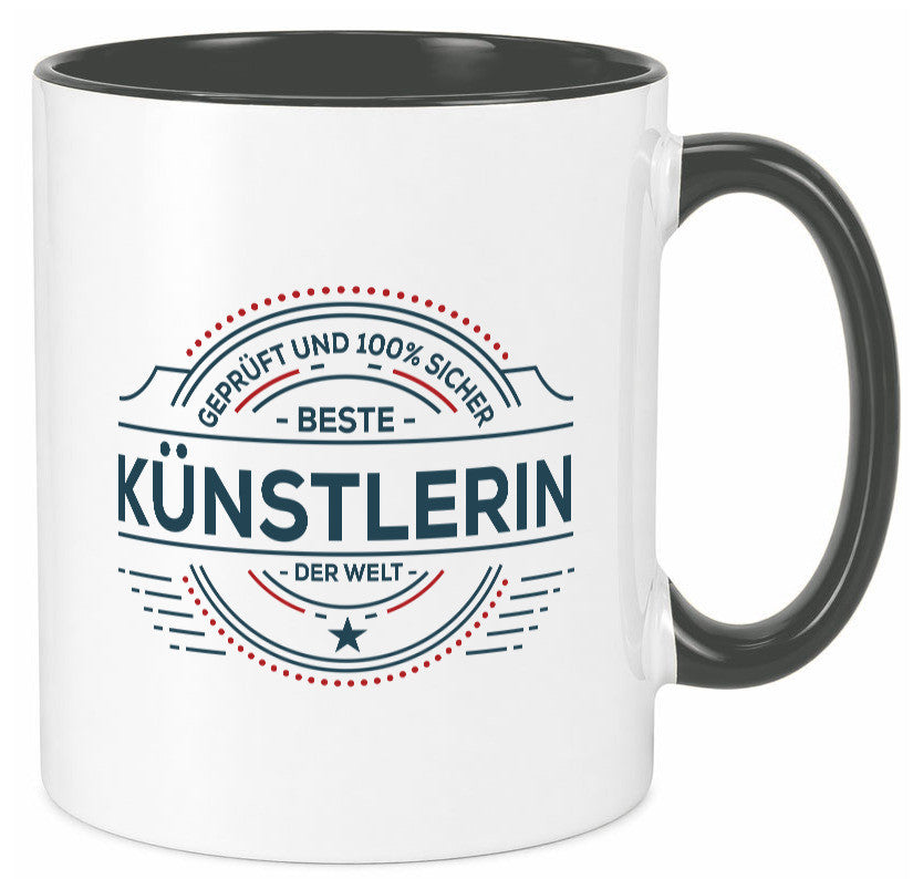 Geprüft und sicher: Künstlerin| Spruch lustig | Kunst Humor Geschenkidee Tasse