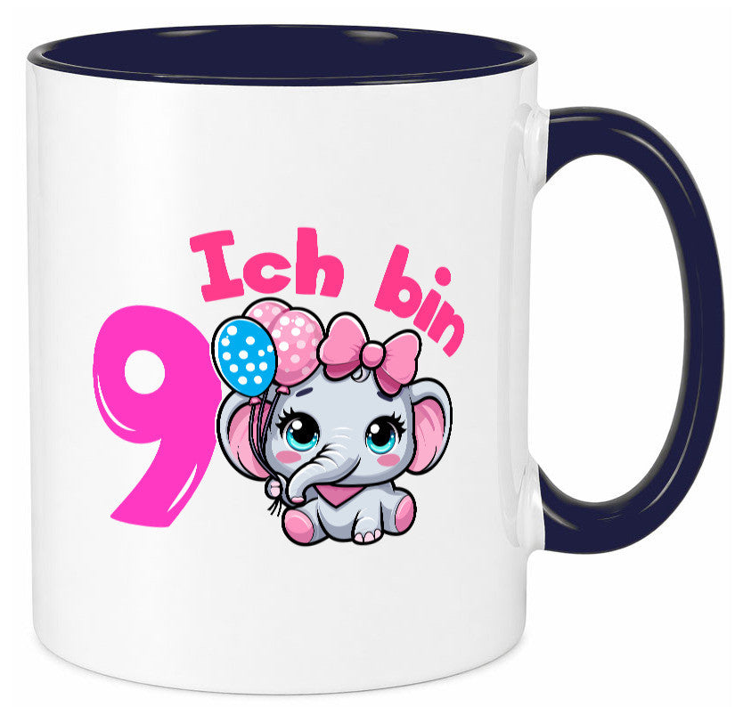 9. Geburtstag | 9 Jahre Elefant Mädchen Geschenk Geschenkidee lustiger Spruch Tasse