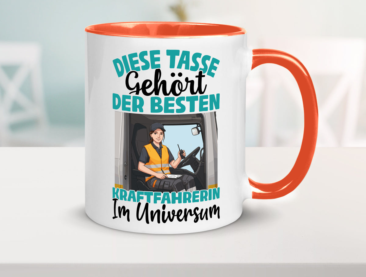 Im Universum: Kraftfahrerin | Lastwagen LKW lustig Humor Geschenkidee Geschenk Tasse