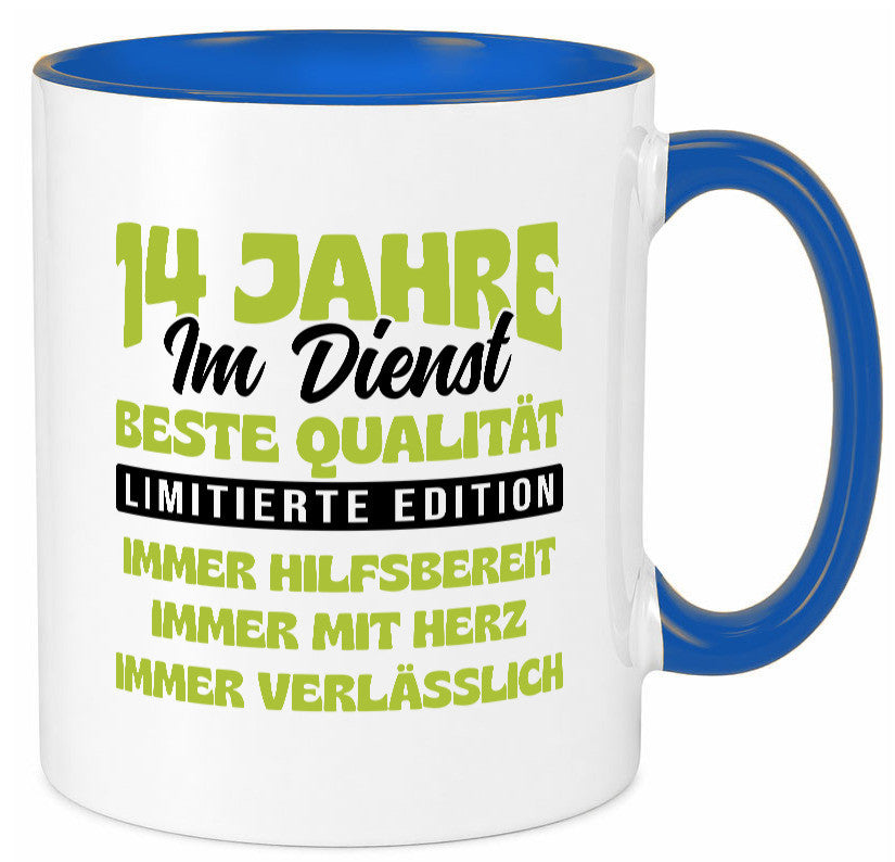 14 Jahre im Dienst | Jubiläum Arbeit v4 Geschenkidee Kollegen Büro Humor Tasse