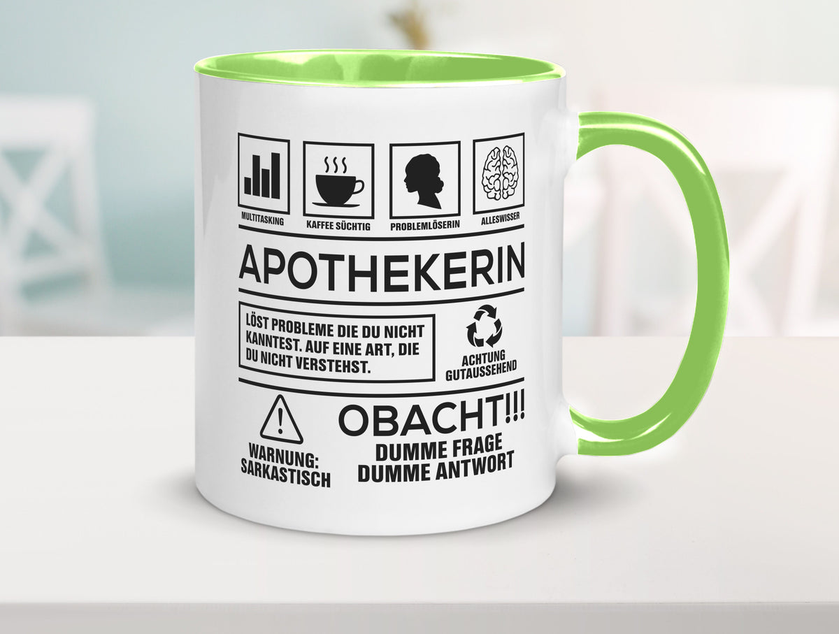 Achtung Probleme Apothekerin | Apotheke Pharmazie Humor Geschenkidee Tasse