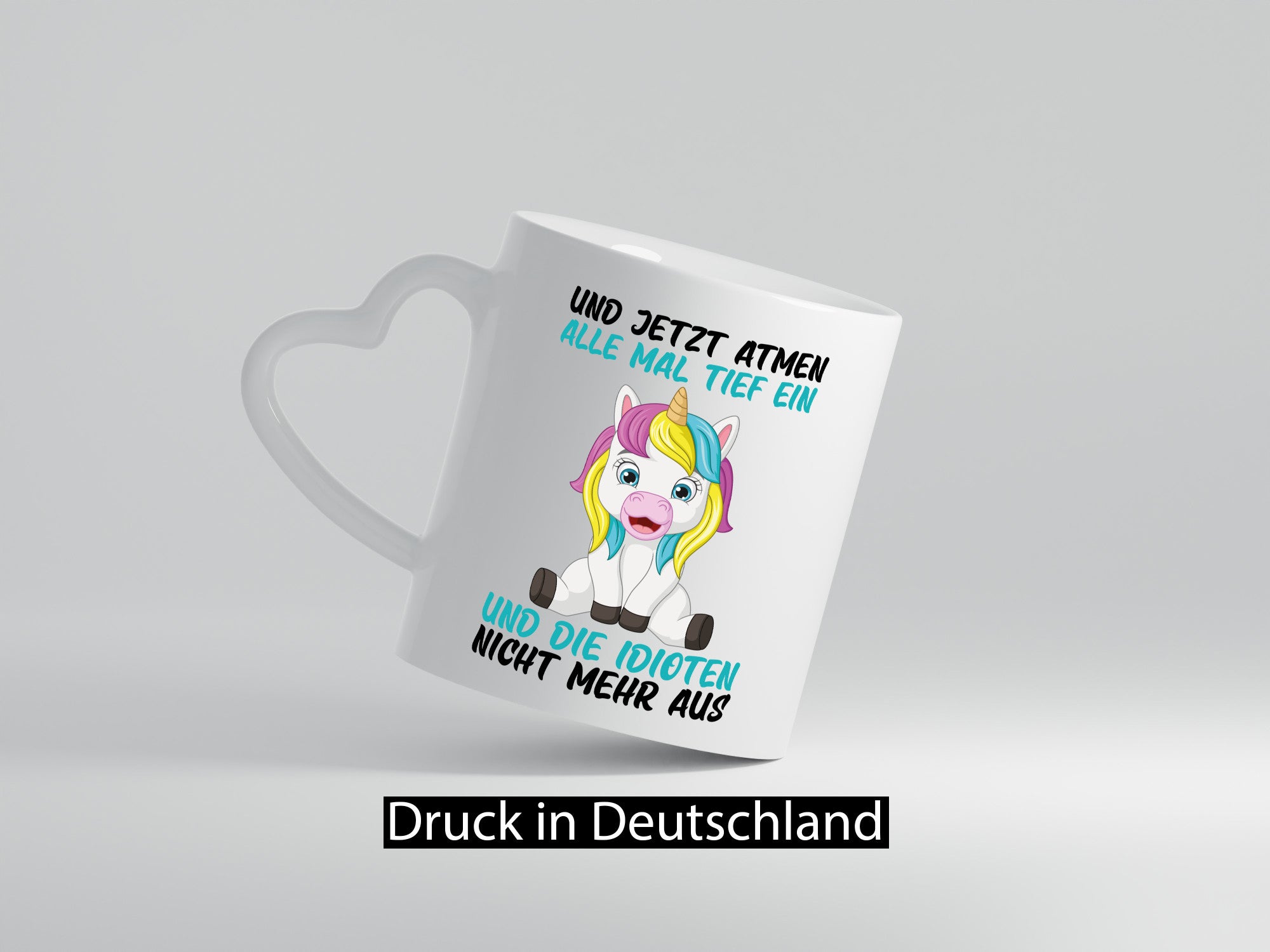 Alle tief einatmen | Idioten Einhorn lustiger Spruch Geschenkidee Humor Tasse