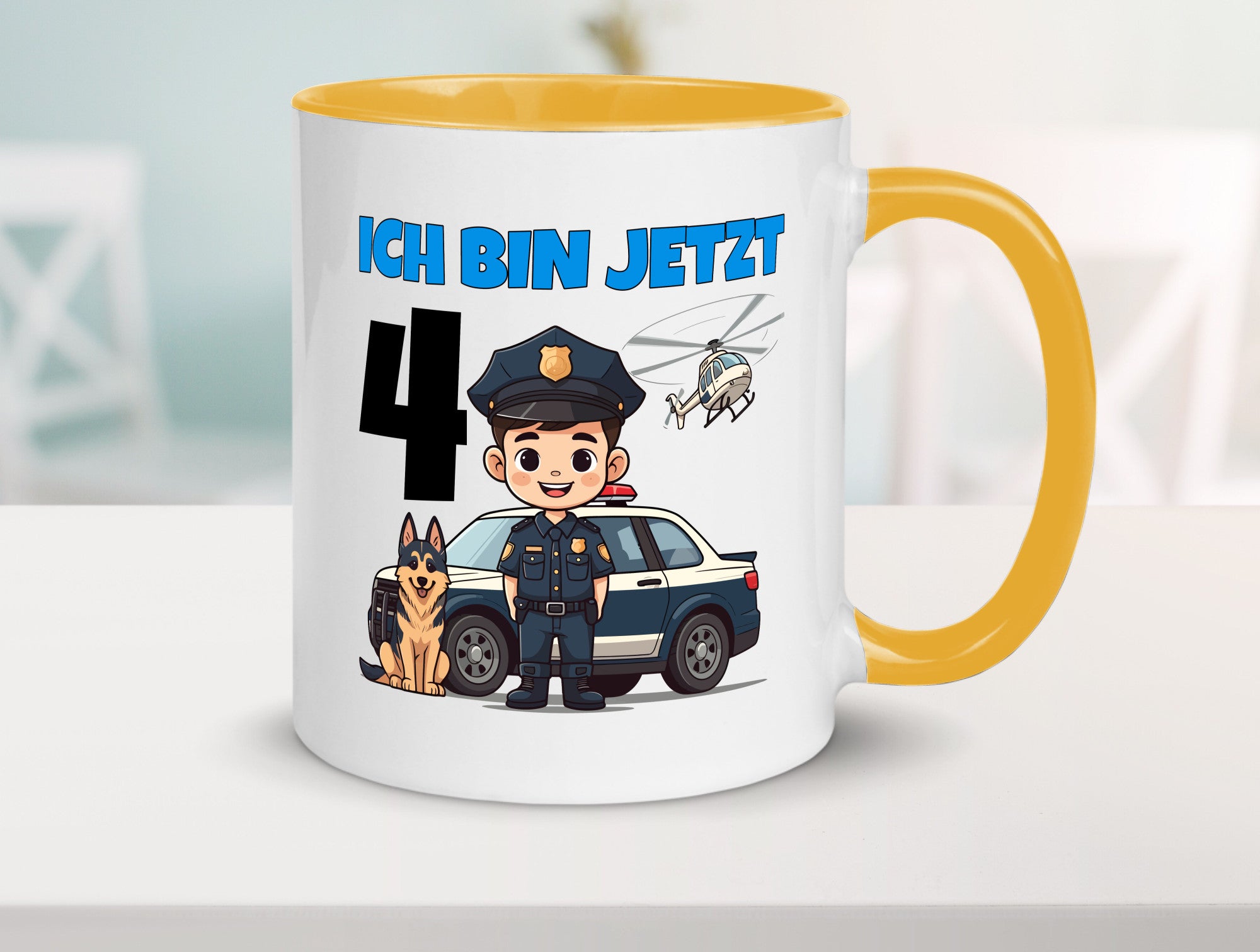 4. Geburtstag | 4 Jahre Polizei Kind Polizeiauto Humor Geschenkidee Tasse
