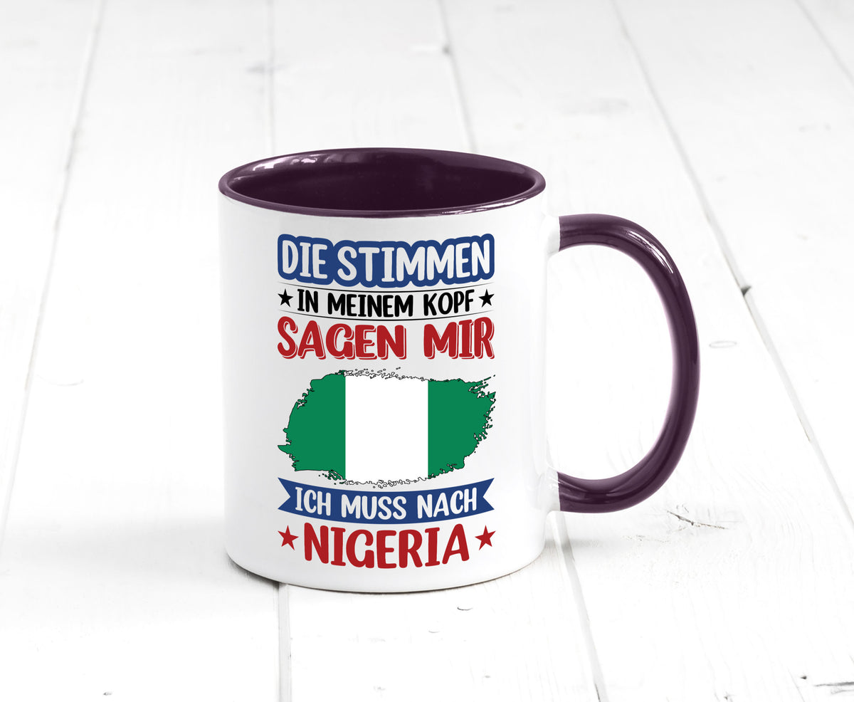 Nigeria | Urlaub Stimmen in meinem Kopf Traumland Geschenk Humor Geschenkidee Tasse