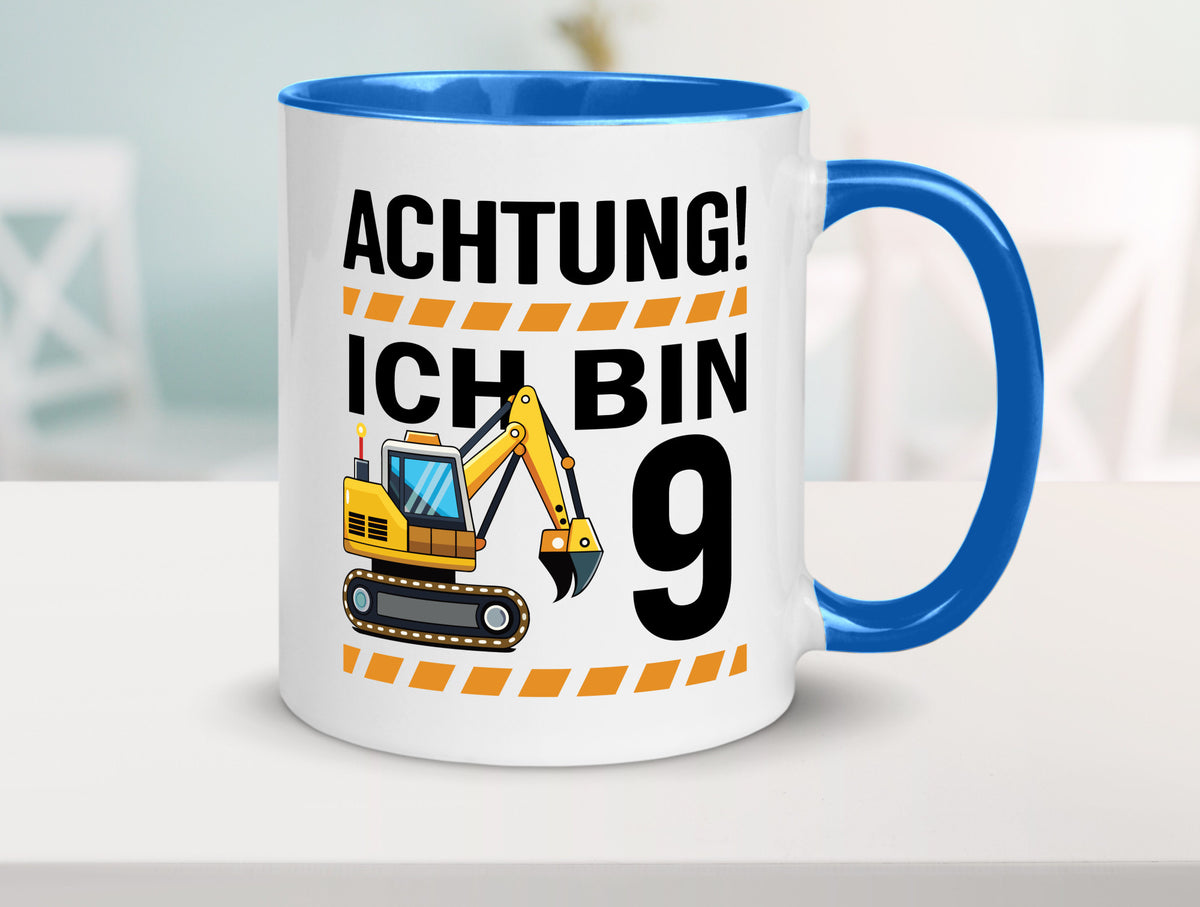 9 Geburtstag Ich bin | Bagger Junge lustiger Spruch Geschenk Geschenkidee Tasse