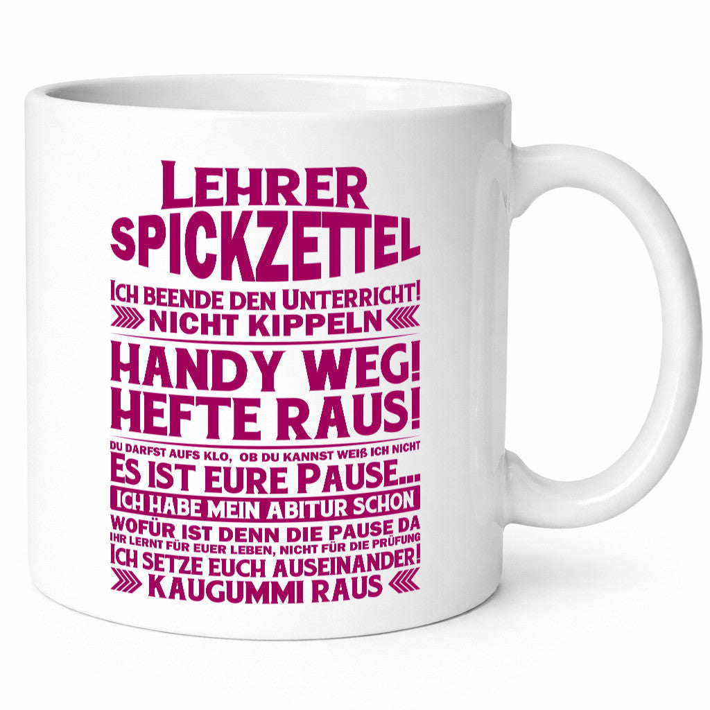 Lehrer Spickzettel | Beruf Tasse lustiger Spruch vl7 lustig Arbeit Kollegen