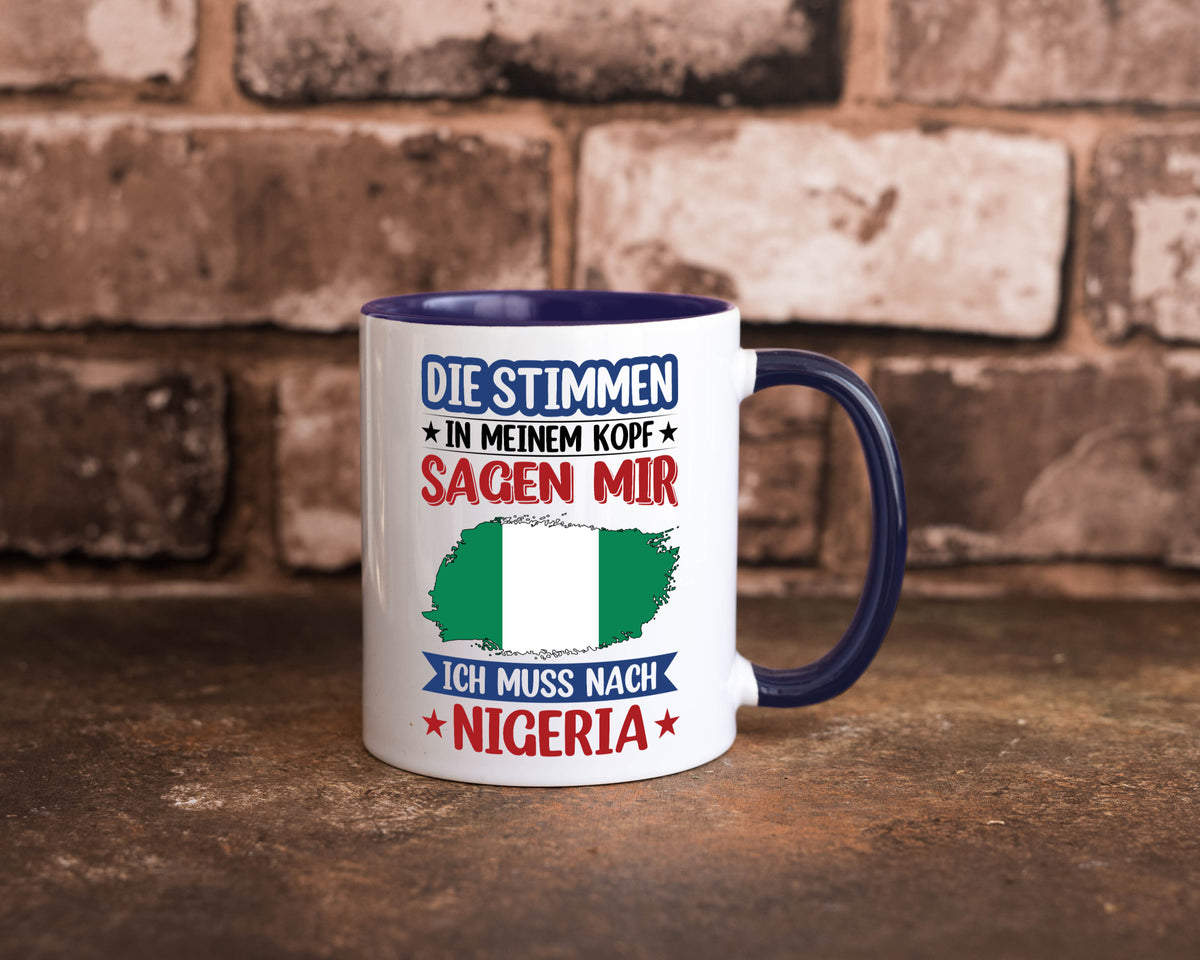 Nigeria | Urlaub Stimmen in meinem Kopf Traumland Geschenk Humor Geschenkidee Tasse