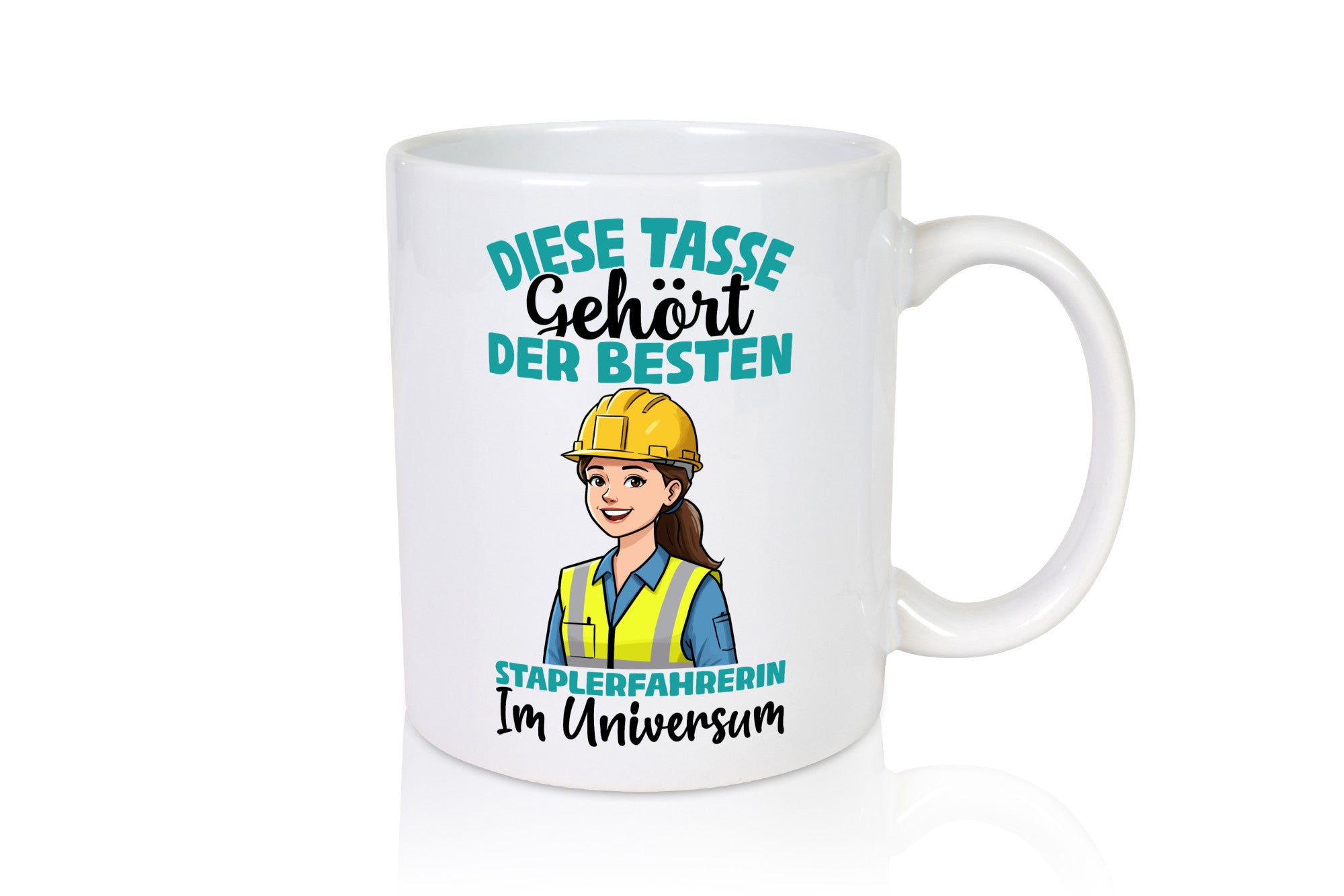 Im Universum: Staplerfahrerin | Gabelstapler Humor Geschenkidee Tasse