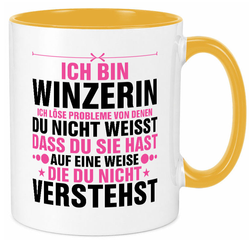 Löse Probleme: Winzerin | Weinbauer Wein Humor Geschenkidee Tasse