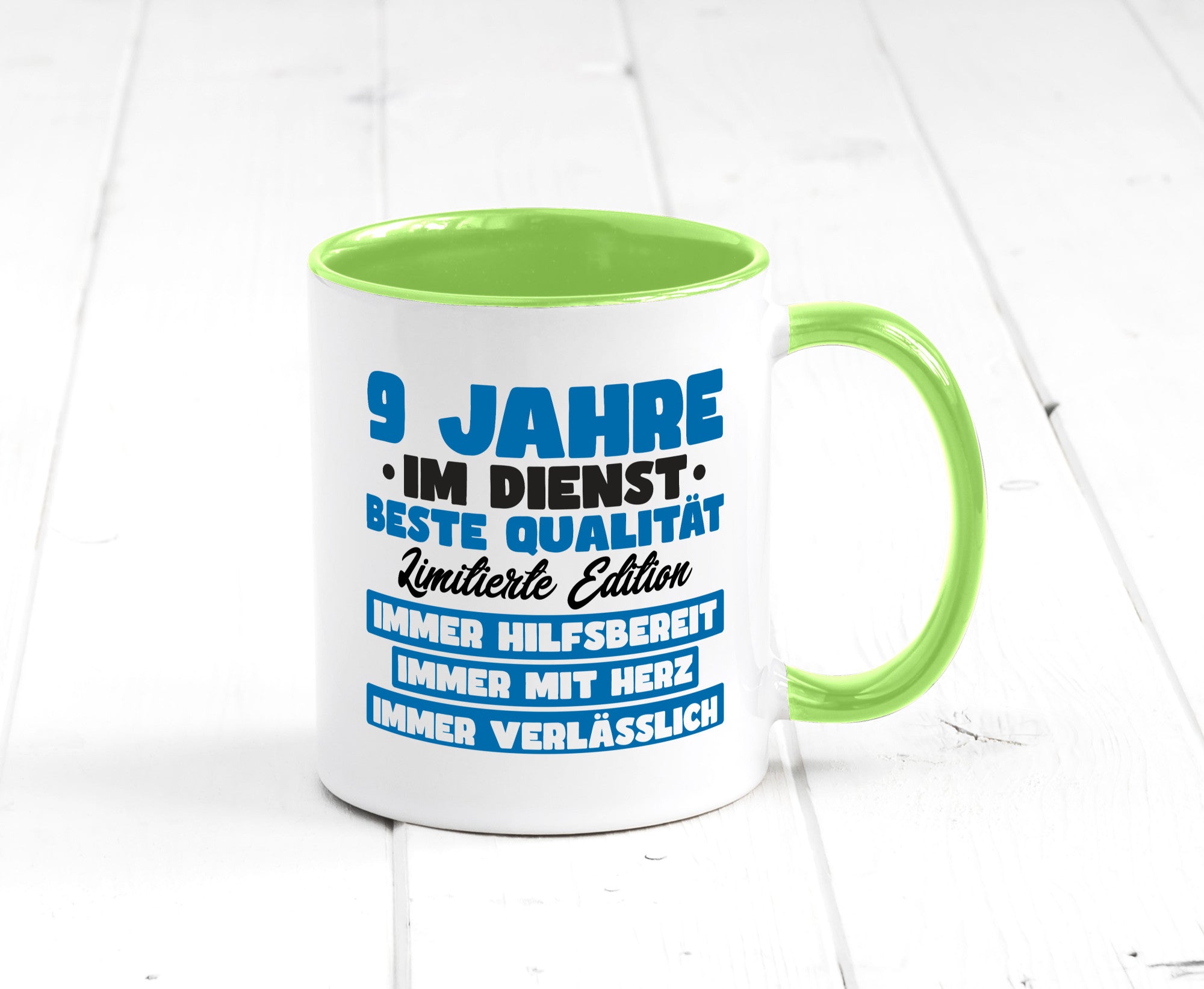 9 Jahre im Dienst | Jubiläum Arbeit v7 lustig Kollegen Büro Geschenk Tasse