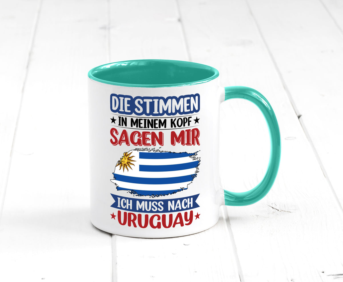 Uruguay | Urlaub Stimmen in meinem Kopf Traumland Geschenk Humor Geschenkidee Tasse