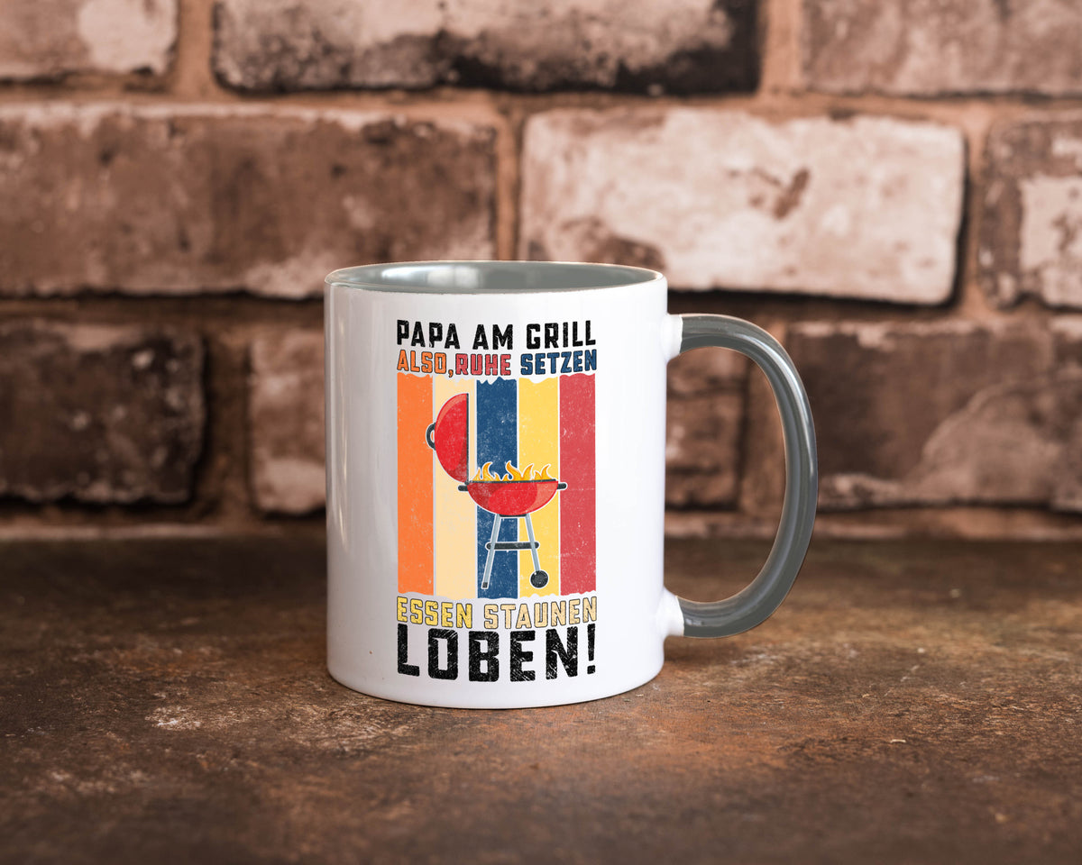 Papa am Grill | Grillmeister BBQ Grillabend v2 Geschenkidee Humor Tasse