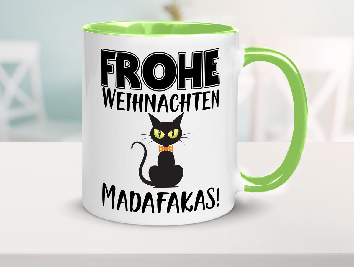 Frohe Weihnachten Madafakas! | Katze Tasse Vintage lustiger Spruch Geschenk