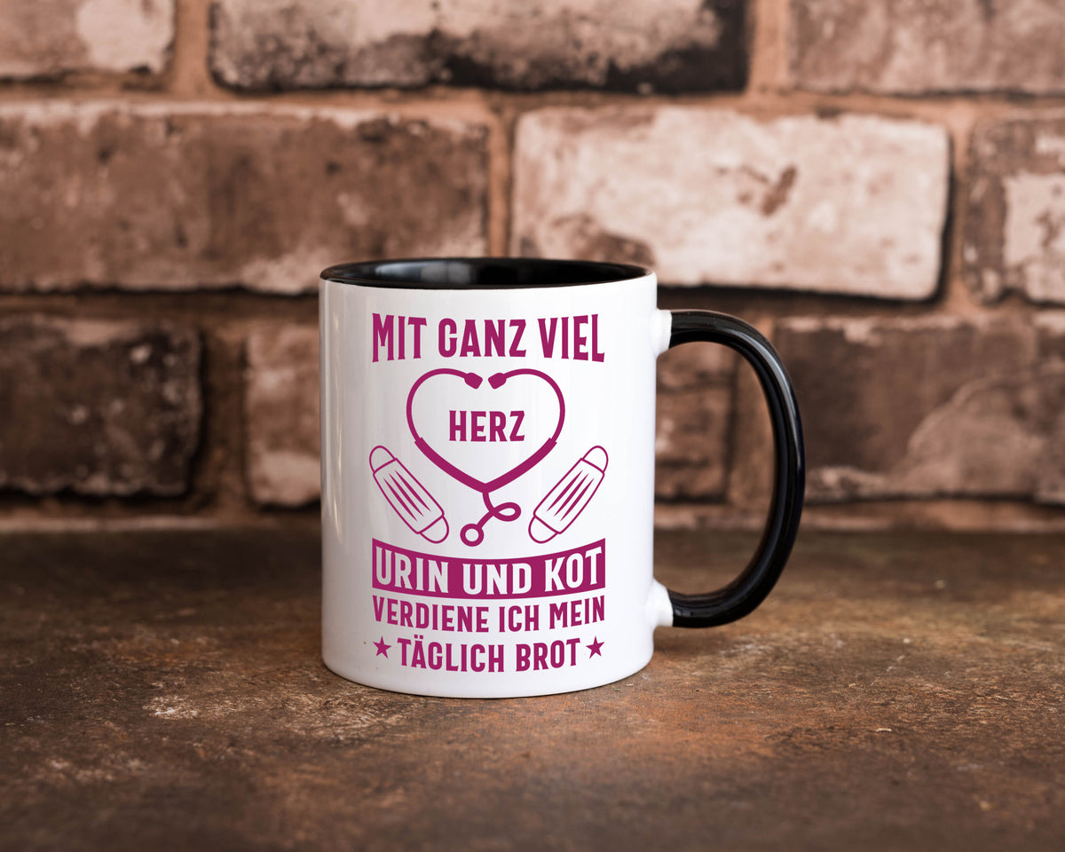 Herz, Urin, Kot, damit verdien ich mein Brot | Stethoskop Geschenk Humor Tasse