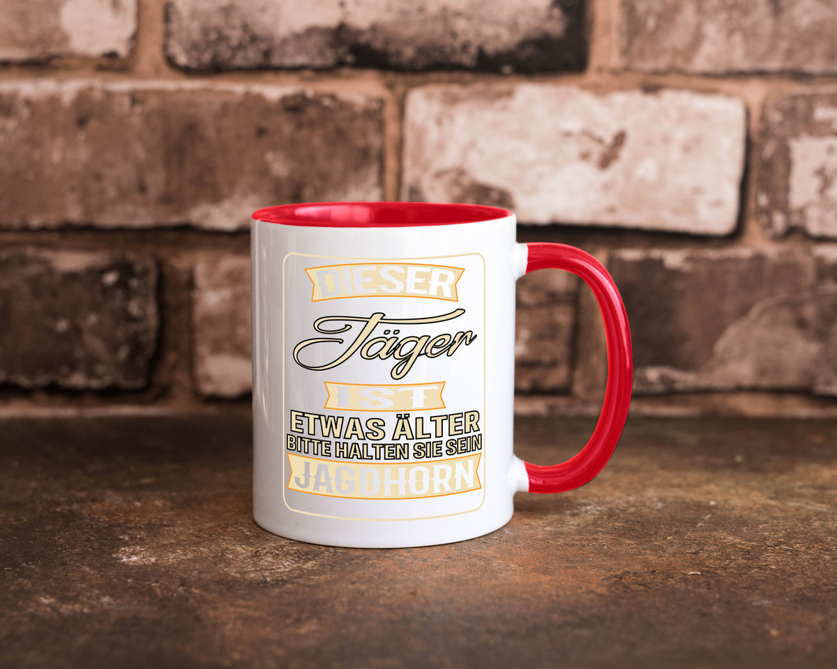 Dieser Jäger ist etwas Älter halten sie sein Jagthorn lustiger Spruch Geschenk Tasse
