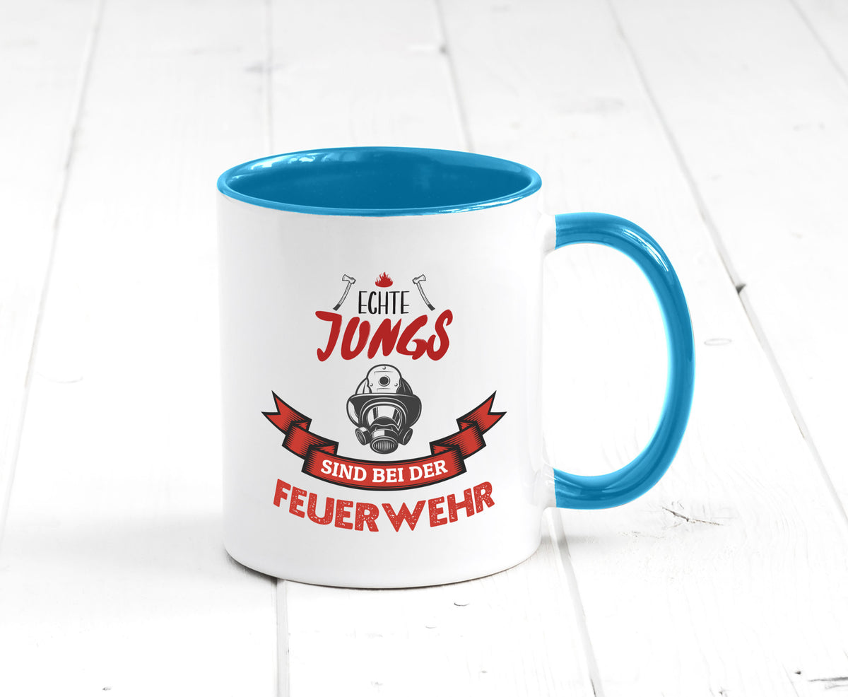 Echte Jungs sind bei der Feuerwehr | Feuerwehrmann lustiger Spruch Geschenk Tasse