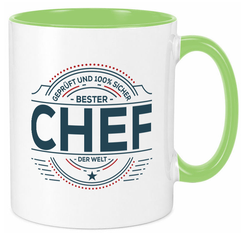 Geprüft und sicher: Chef | Führungskraft Vorgesetzter lustig Arbeit Kollegen Tasse