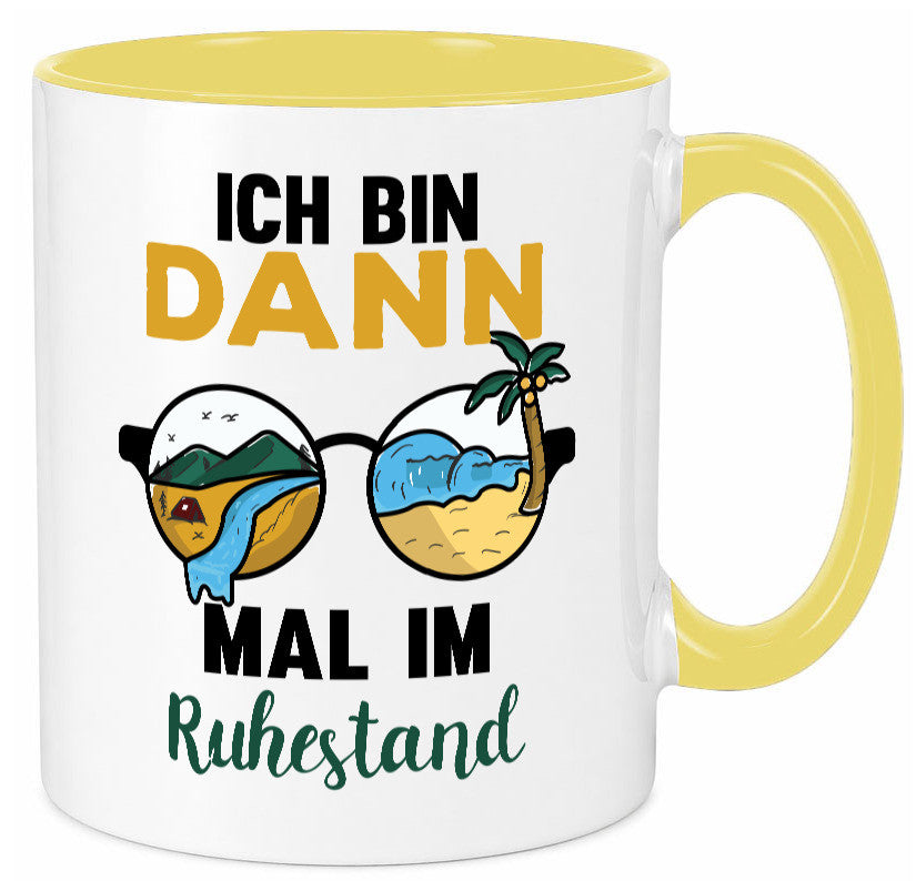 Bin dann mal im Ruhestand | Sonnenbrille Palme Meer lustig Jubiläum Geschenk Tasse