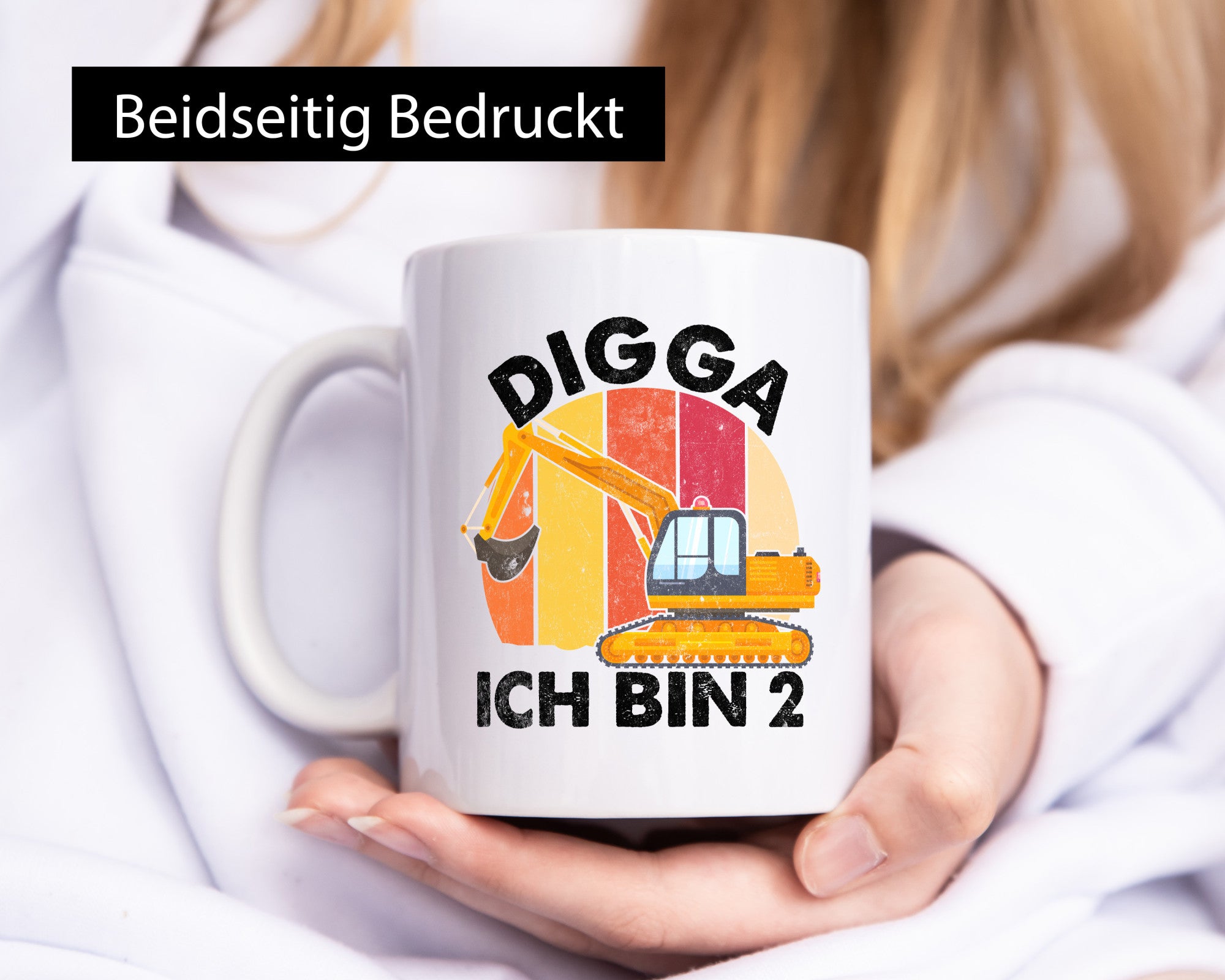 2. Geburtstag | 2 Jahre Bagger Digga Geschenk Geschenkidee lustiger Spruch Tasse