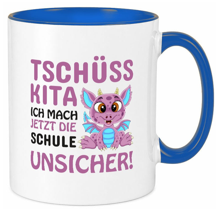 Tschüss Kita | Einschulung süßer Drachen Schulstart lustiger Spruch Geschenk Tasse