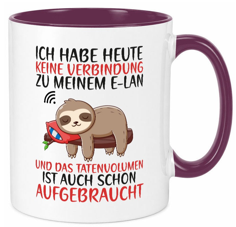 Keine Verbindung zu meinem WLan | Faultier Tatenvolumen Geschenk Tierliebhaber Tasse