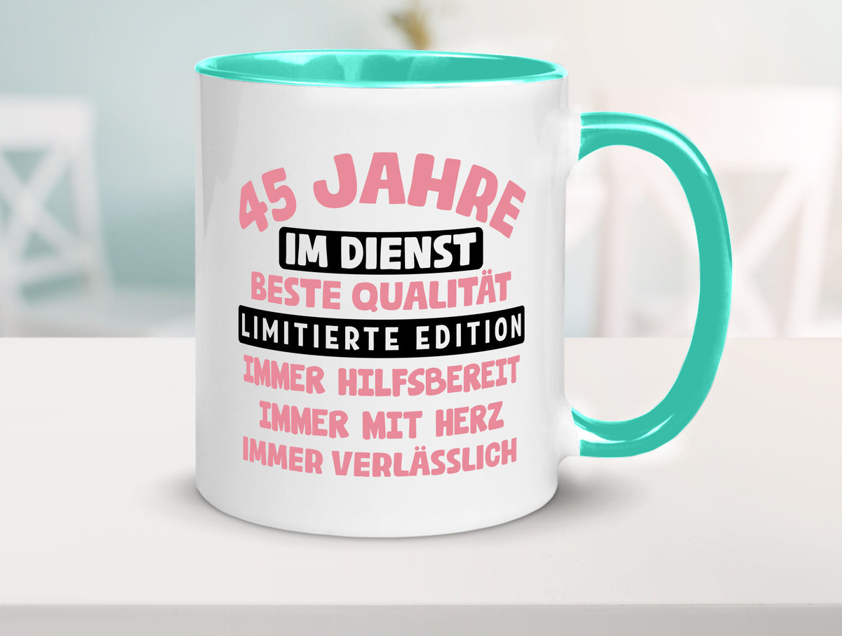 45 Jahre im Dienst | Jubiläum Arbeit v11 Geschenk Kollegen Büro lustiger Spruch Tasse