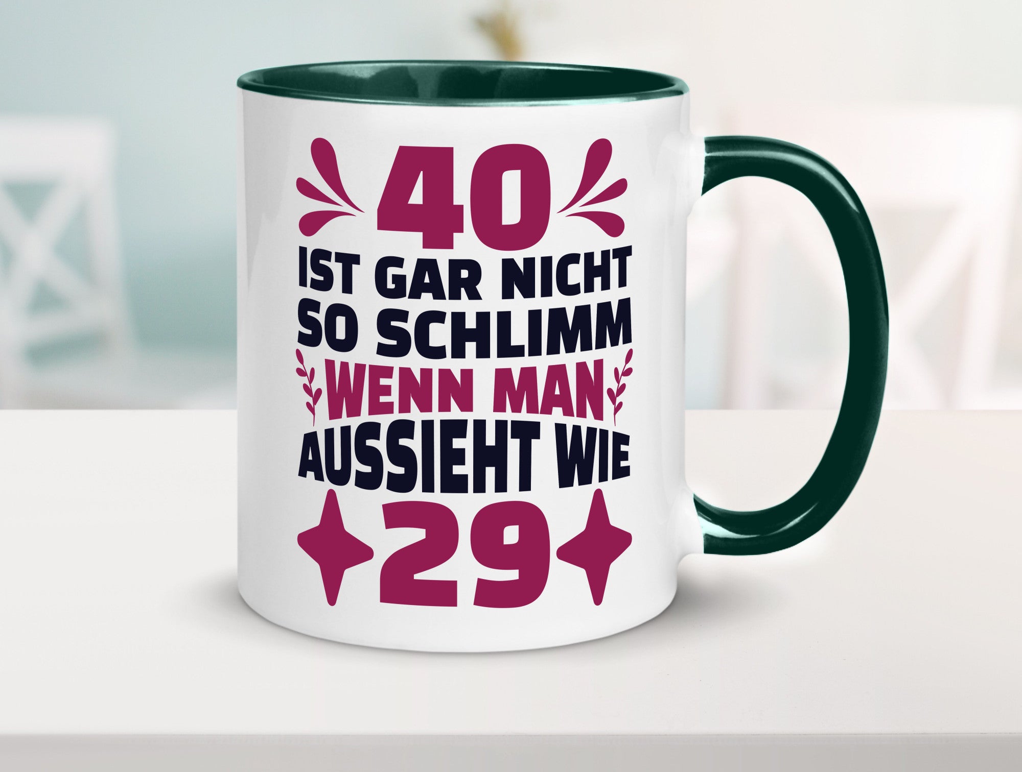 40 ist gar nicht schlimm | 40. Geburtstag Jung aussehen Geschenkidee Humor Tasse