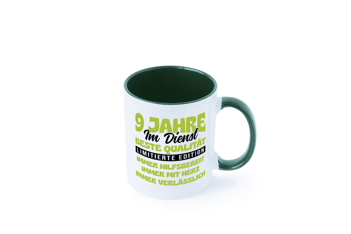 9 Jahre im Dienst | Jubiläum Arbeit v4 Geschenk Kollegen Büro lustiger Spruch Tasse