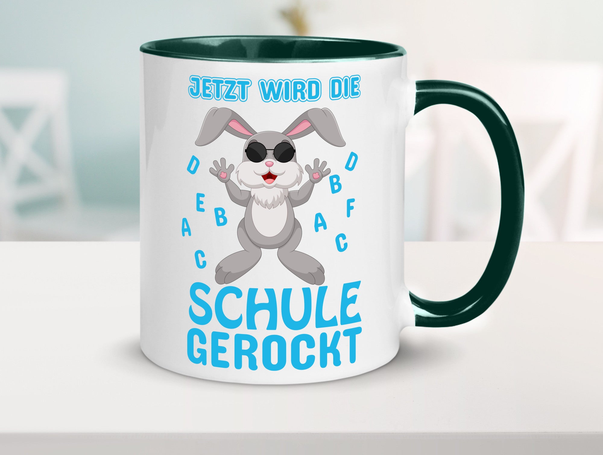 Schule wird gerockt | Schulbeginn Tasse cooler Hase lustiger Spruch Geschenk