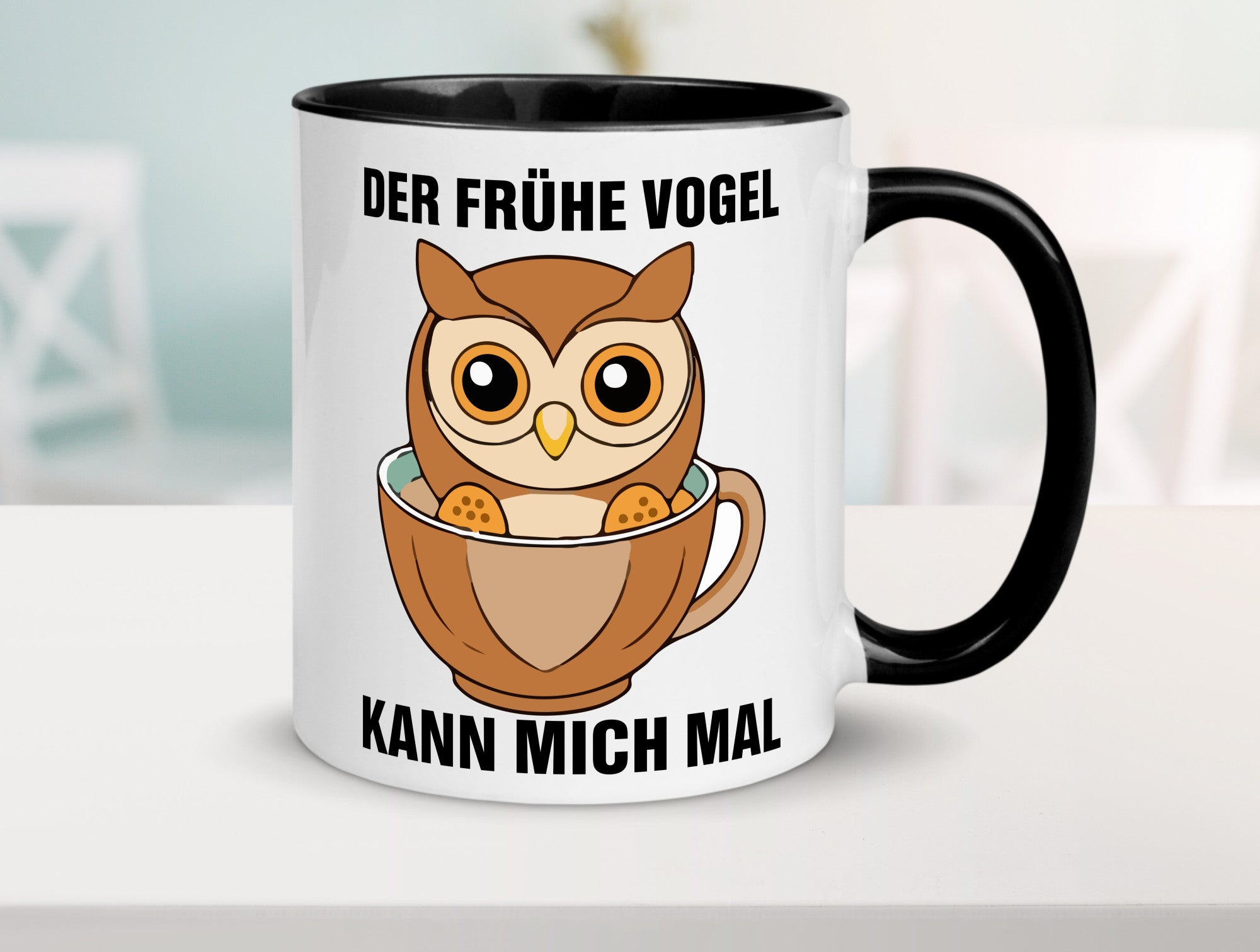 Der frühe Vogel kann mich mal | Eule Morgenmuffel v2 lustiger Spruch Geschenk